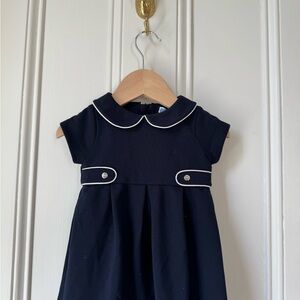 Jacadi Blue and White A-line Dress with Peter Pan Collar